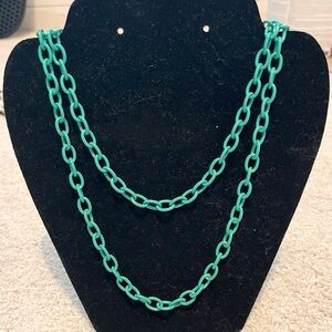 Custom J. Crew Teal Enamel Long Chain Link Necklace